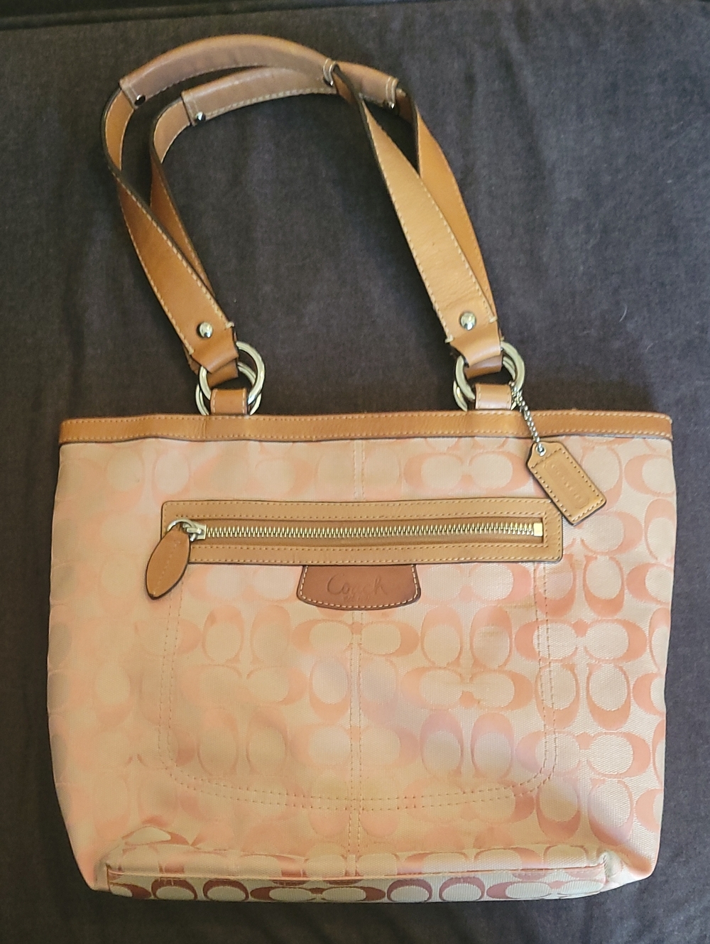 Coach Signature Shoulder Bag in Pink & Brown